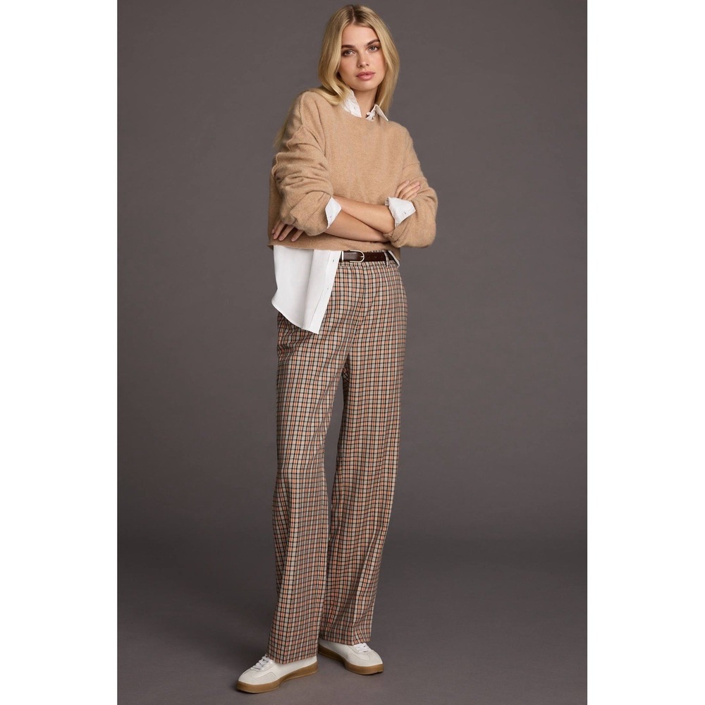 Beatrice‎ b. Womens Tailored checkered plaid trousers pants US 10 Wool Italy